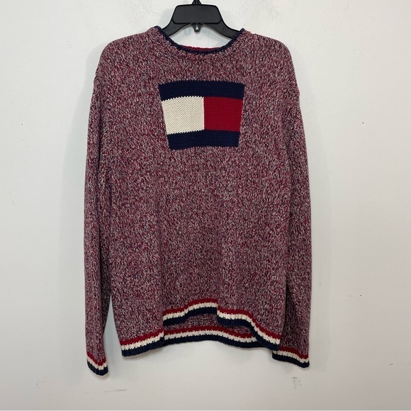 Vintage 90s Tommy Hilfiger Knit Big Flag Logo Sweater Crewneck